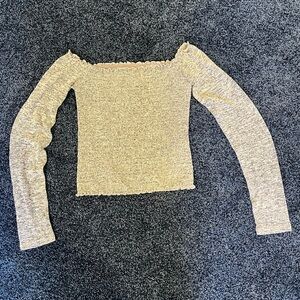 Hollister Grey Lettuce Hem Ribbed Top Size XS